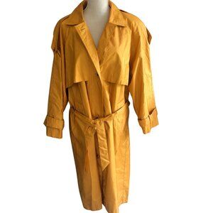 Vintage British Mist Yellow Trench Coat Rain Jacket Belted Lined Women’s 15/16